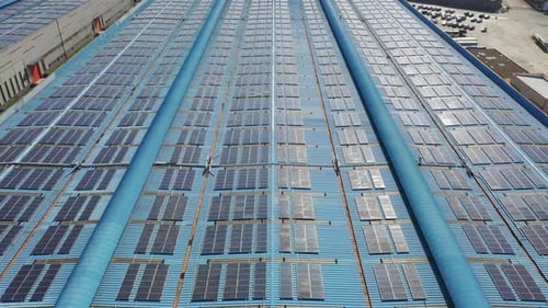 Solar power station on factory rooftop