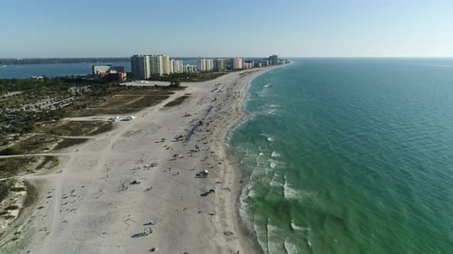 Aerial view of the ocean shore and beach