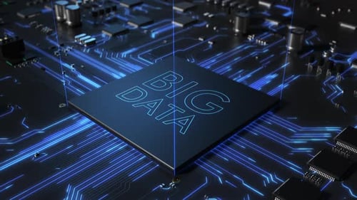 Futuristic CPU Processor with Big Data Text Animation