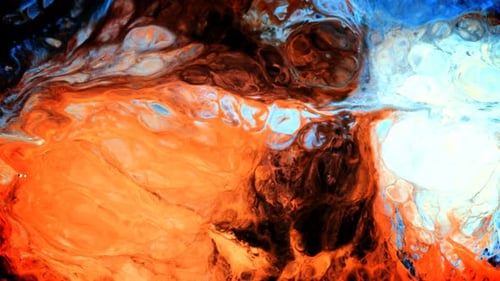 Abstract Paint Swirls in Orange, Brown, Blue, White
