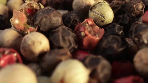 Close Up View of Mixed Colorful Peppercorns