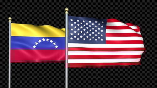 Realistic Waving Flags: United States and Venezuela