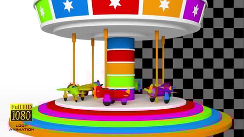 Vibrant Merry-Go-Round Airplanes Loop Animation