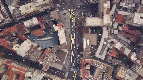 Top View of Streets with Car Traffic