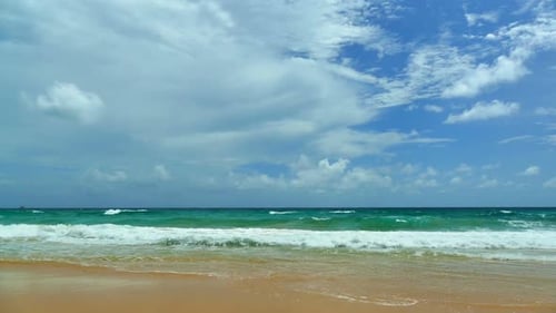 Beautiful tropical beach sea ocean with blue sky and white cloud