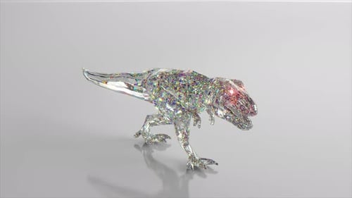 Sparkling Crystal T-Rex Dinosaur Walking Animation