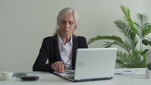 Professional Woman Working With Computer and Reports
