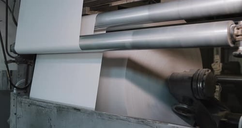 Roll Machine for Paper. Paper Recycling Factory Equipment. Production of Paper