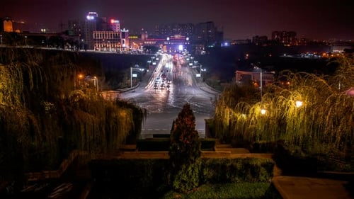 Traffic Time Lapse in City at Night
