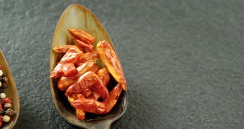 Spices in Wooden Spoons, Close Up