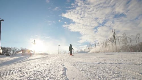 Fearless Snowboarder Is Riding Fast