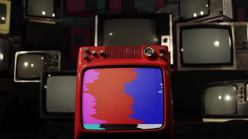 Retro Television Screen Shattered with Bullet Hole