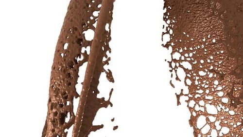 Pouring Liquid Chocolate Against White Background