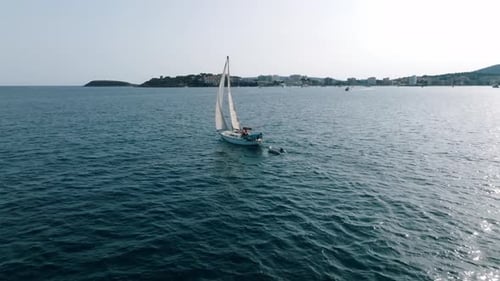 Beautiful Bay with Sailing Boats Yacht Mallorca Island Spain