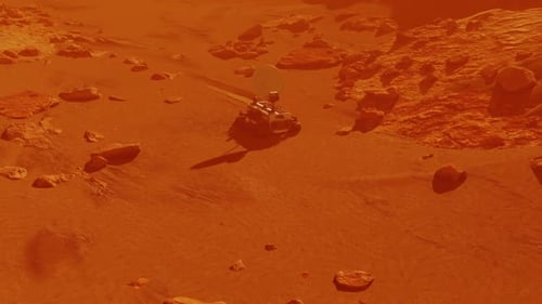 Mars Rover Exploring Red Planet Surface 3D Animation