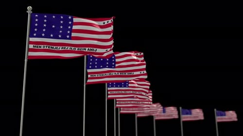 Marshall Islands Flag Waving Animation on Black Background