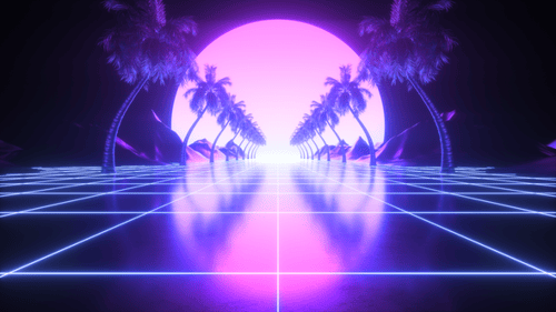 Synth Wave Retro Futurism Landscape Loop