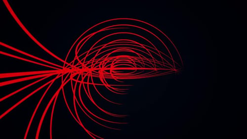 Chaotic abstract color lines isolated on black background