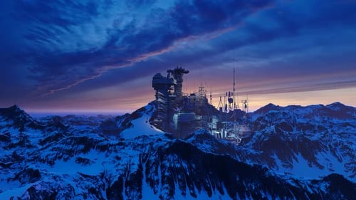 Raumstation im Gebirge