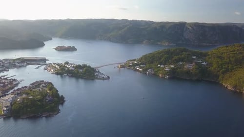 Drone View Over Norwegian Lake