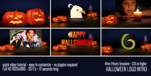 Halloween Spooky Logo Intro with Dripping Text and Pumpkins