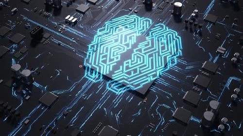 Glowing AI Brain Circuitry Digital Technology Animation