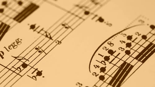 Vintage Sheet Music Close-Up Detailed View