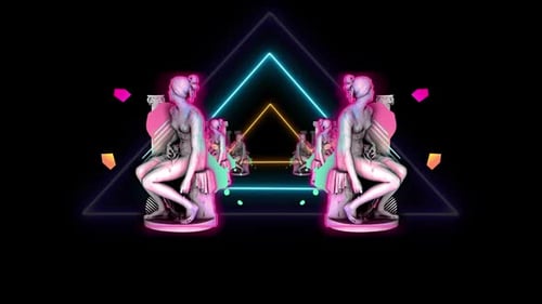 Abstract Neon Geometric Art Statues Background Animation