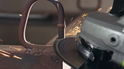 Metal Circular Saw Blade Cutting Rusted Metal
