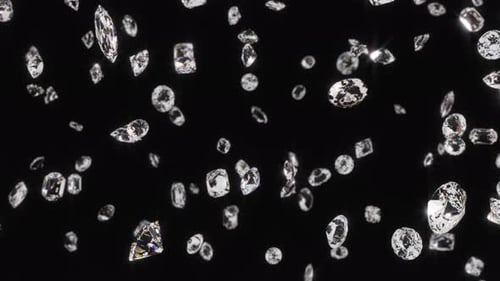 Beautiful Shiny Sparkling Diamond Gems Falling in Slow Motion - 4K
