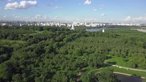An Aerial View of a Large Green Park Area