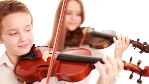 Boy and Girl Playing Violins