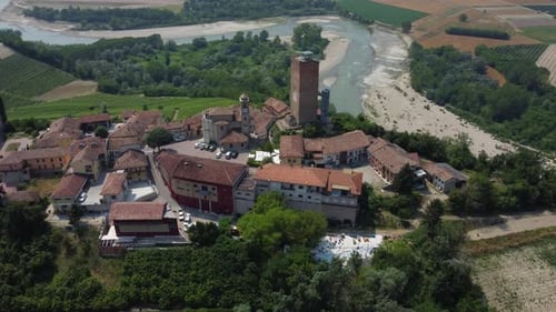 Barbaresco Aerial View in Piemonte, Langhe Roero Monferrato Region