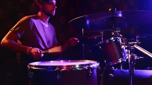 Drummer playing on drum set 4k