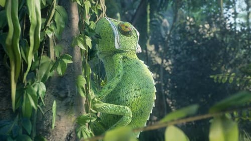 Un caméléon vert