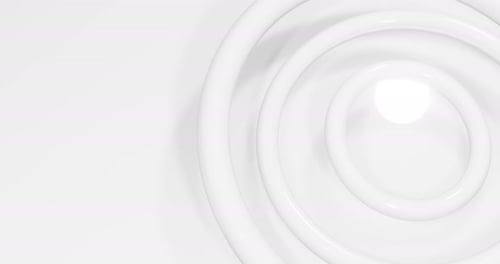 Abstract White Concentric Geometric Rings Oscillating Loop Background