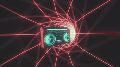 80er Jahre VJ Loop im Retro-Stil mit Musikbox