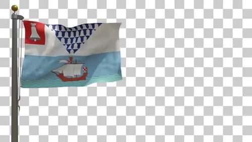 Belfast City Flagge auf Fahnenmast mit Alphakanal