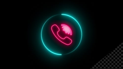 Animated Neon Phone Icon in a Glowing Circle
