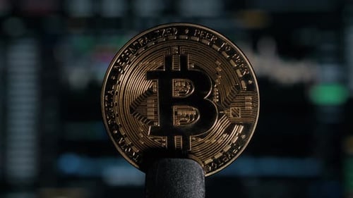 Close Up of Bitcoin Cryptocurrency