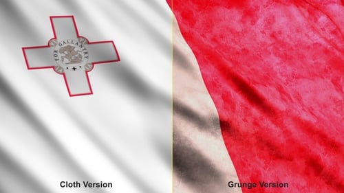 Animated Flag of Malta Waving with Clean and Grunge Styles