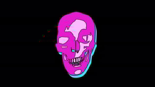 4K Abstract cartoon skull with alpha