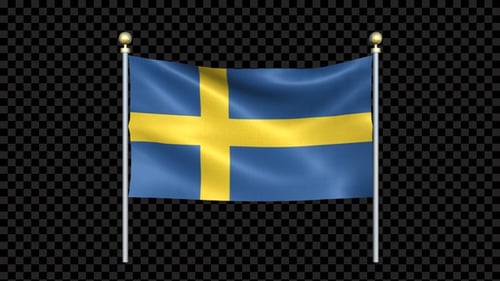 Waving Swedish Flag Animation with Alpha Channel Loop