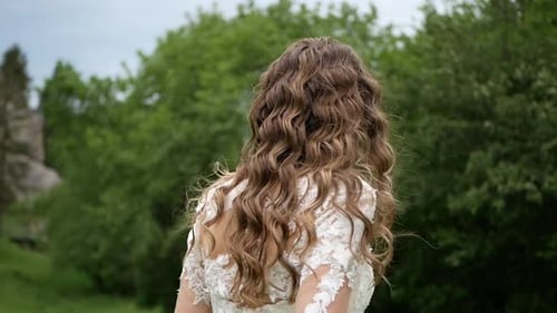 Happy Woman in Wedding Dress Smiling