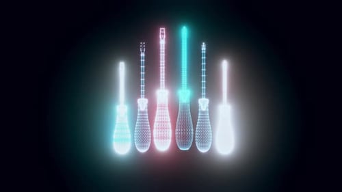 Modern Screwdriver Hologram Rotating 4k