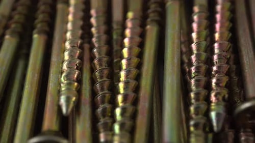 Close-up View of Shiny Metal Screws