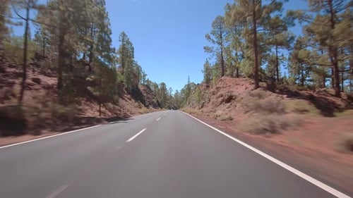 Driving a car with attached action cam in Teide National Park Tenerife