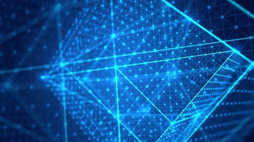 Futuristic Blue Grid Network Digital Connection Background
