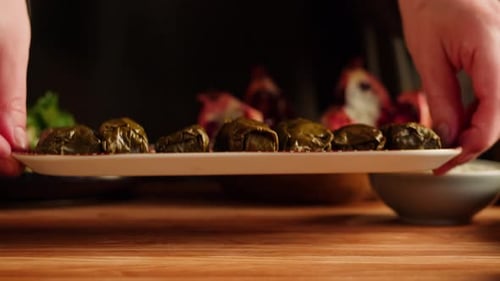 Close Up of Food Presentation on Table