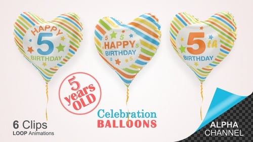 Colorful Animated Heart Birthday Balloons